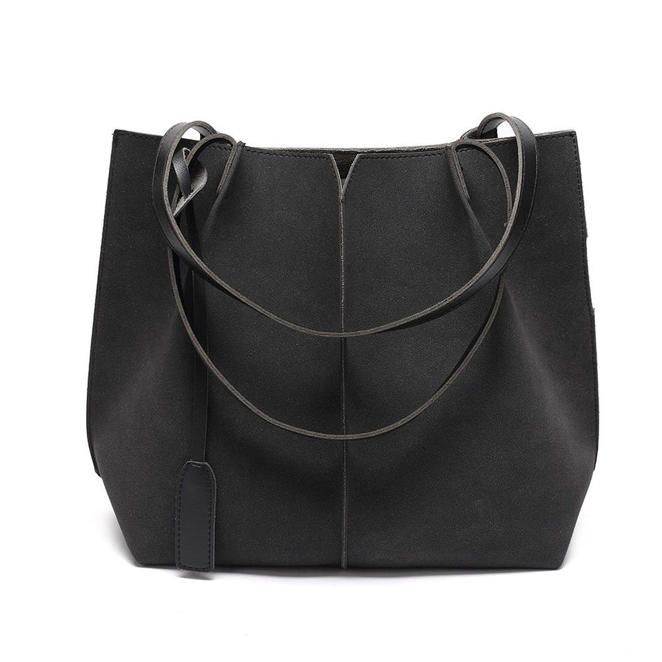 Centre stitch faux suede 2-in-1 bag in Black